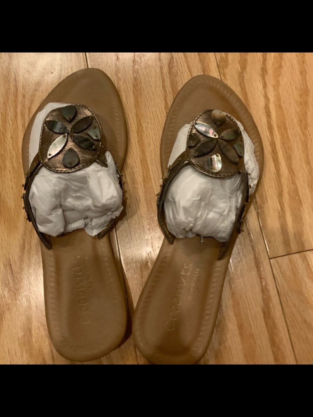 Coconuts Women’s Bronze Metallic Embellished Sandals